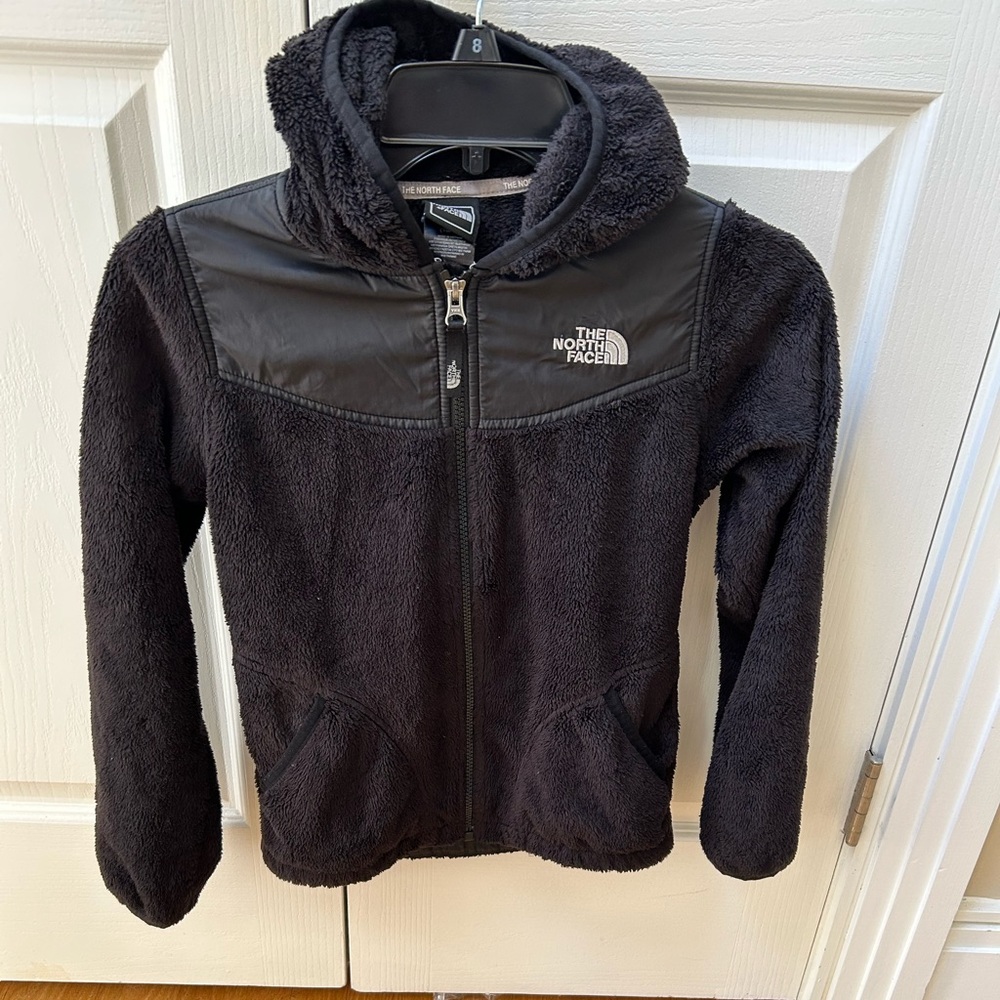 Girls 10-12 black North Face jacket with hood